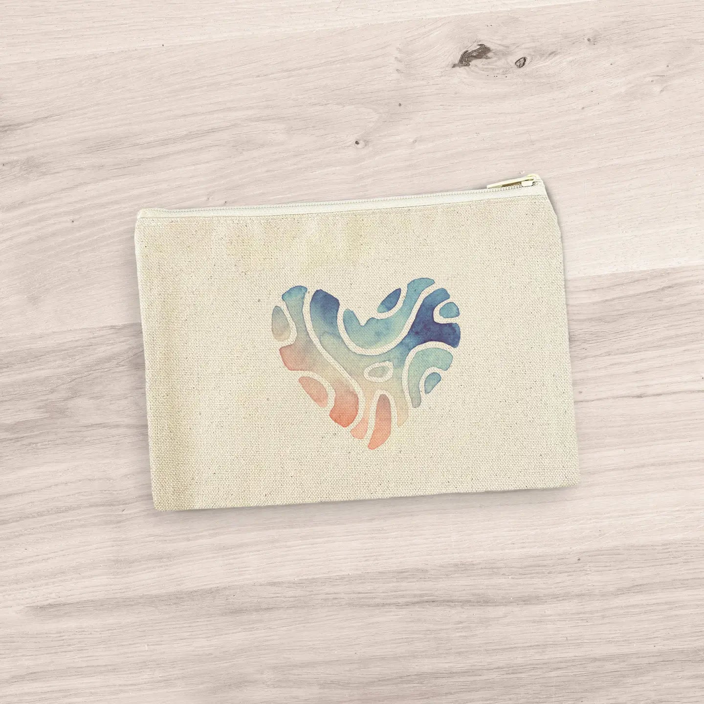 Abstract Beach Heart - Canvas Zipper Pouch