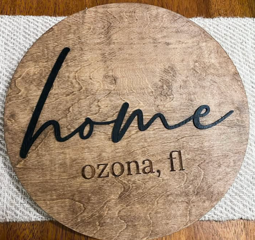 8 inch round zip code or HOME wall art Customizable