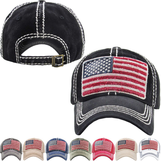 USA Flag Vintage Ballcap Hat