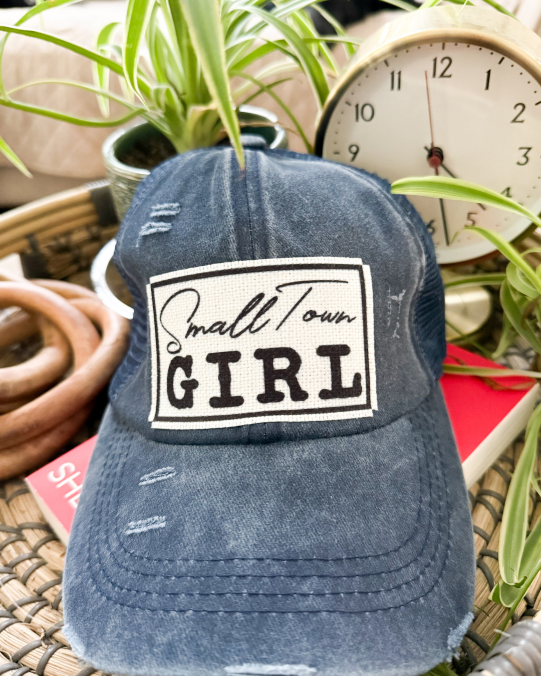 Small Town Girl Ball Cap - Woman's Hat  - Distressed