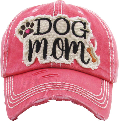 Dog Mom Washed Vintage Ballcap Hat